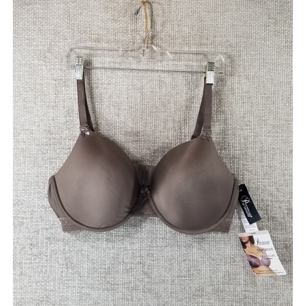 Paramour Gorgeous Full Figure T-Shirt Bra Underwire S671 Dark Taupe Womens 40DDD